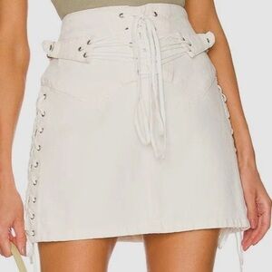 RE/DONE 70s Ultra High-Rise Stove Pipe Denim Skirt Size 26 NWT Vintage Wash